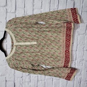 Tommy Hilfiger Women's M Blouse Paisley Print 100% Cotton single button closure